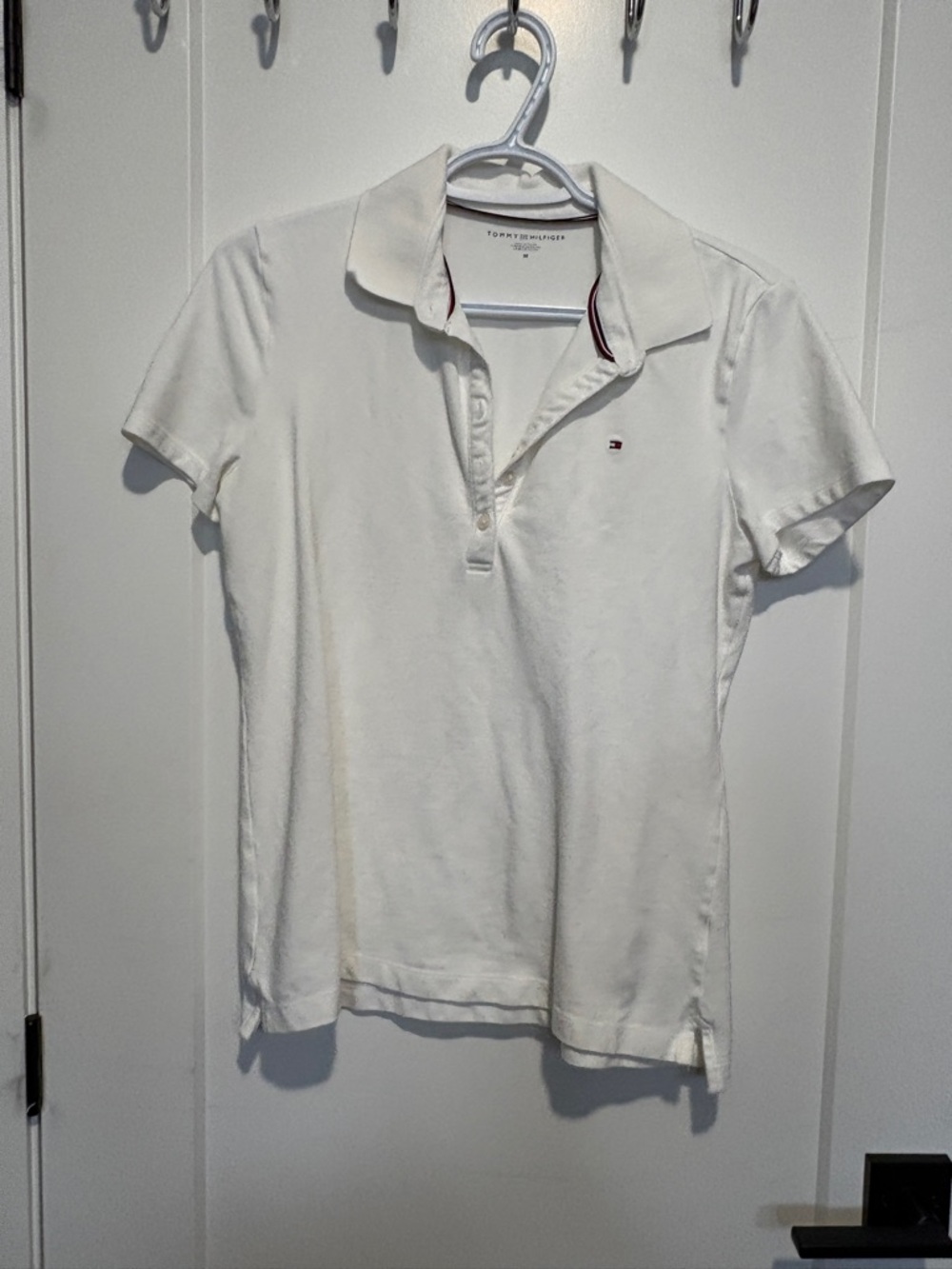 Tommy Hilfiger White Golf Shirt with Signature Trim